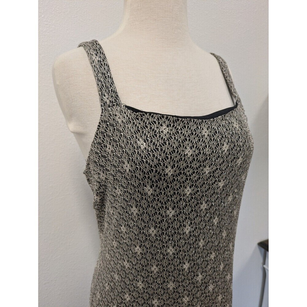 Vintage 90s Y2K Acetate Slinky Silver Sparkle Maxi Dress sz 12 Party Fairy - Picture 3 of 12